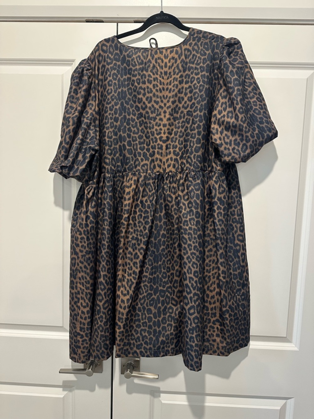 Boohoo Girls' Leopard Print Tie-Front Puff Sleeve Dress - Brown/Black - Picture 2 of 3